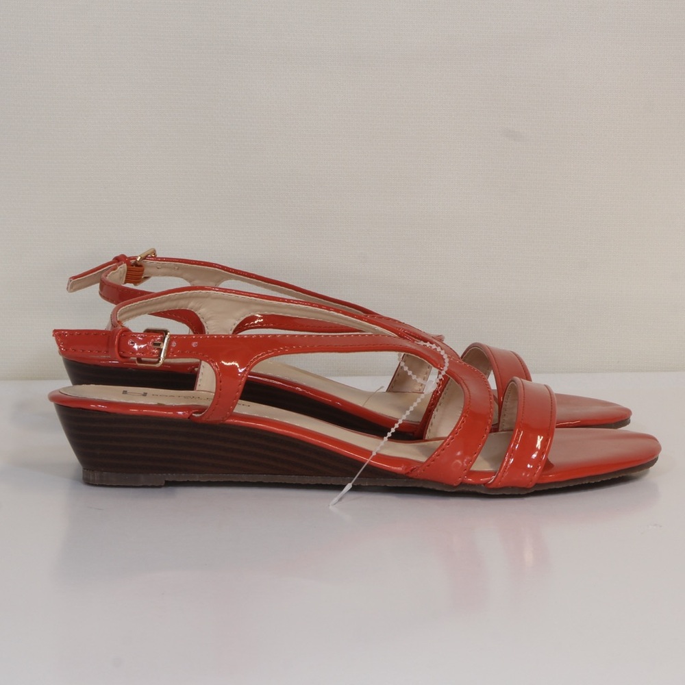 Boston Design Studio Spiced Coral Patent Leather Curve Strap Sandal NWT - Picture 7 of 12